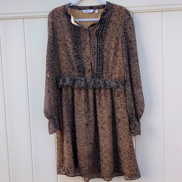 & Other Stories Paris Atelier zig zag ruffle sheer mini dress Size 12 - Picture 2 of 7